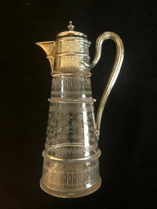 Martin, Hall & Co London England cir 1868 Sterling Silver Etched Glass Pitcher - Picture 1 of 7