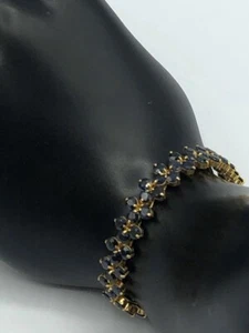 18k Yellow Gold Plated Tennis Bracelet Natural Blue Sapphire ~9.80 tcw - Picture 1 of 6
