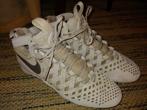 Used Men's White Gray Nike Huarache Lacrosse Cleats Sz US 8.5 *See Photos* - Picture 1 of 12