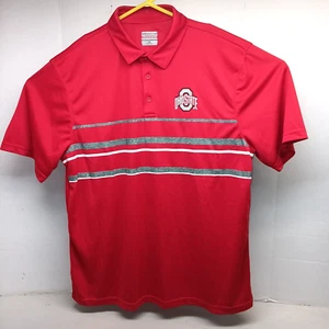 Camisa Polo Ohio State Buckeyes Rojo Gris Rayas Manga Corta Talla XL EN MUY BUENA CONDICIÓN - Imagen 1 de 4