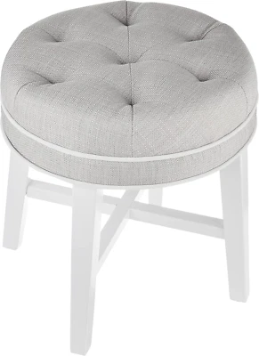 , Sophia round Tufted Wood and Upholstered Backless Vanity Stool for Makeup Room - Image 1 of 4