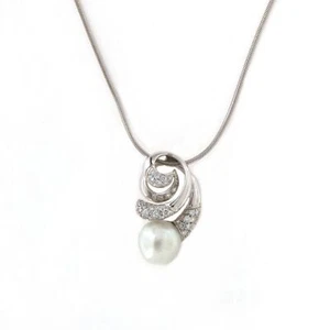 Collier Kette Schlange Perle Diamanten Creolen - Bild 1 von 1