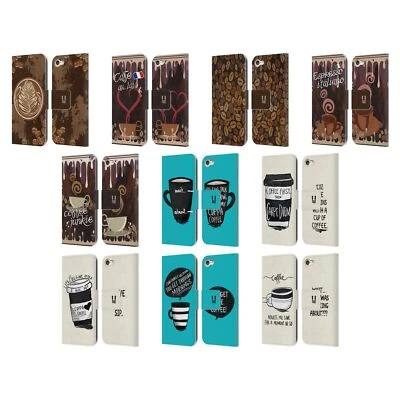 HEAD CASE DESIGNS COFFEE ADDICTS LEATHER BOOK WALLET CASE FOR APPLE iPOD TOUCH - Image 1 of 4