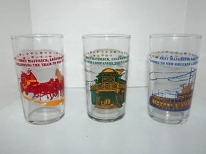 3 Bicchieri da collezione Bret Maverick 1994 Warner Bros 4 1/4" Libbey Glasses - Foto 1 di 5