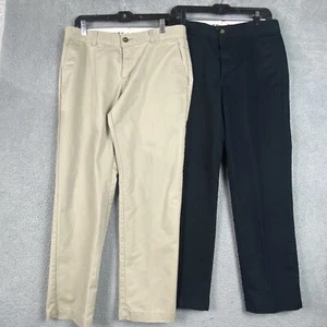 Dickies Pants Mens 34x30 Beige Black Chino Flat Front Workwear Lot Set of 2 - Picture 1 of 14