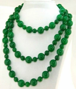 25" 36" 50" 6mm 10mm Natural Green Jade Gemstones Round Beads Knot Necklace AAA - Picture 1 of 3