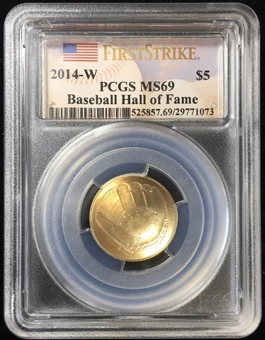 2014-W $5 Gold Commemorative Baseball Hall of Fame PCGS MS69 FIRST STRIKE LABEL! Cover