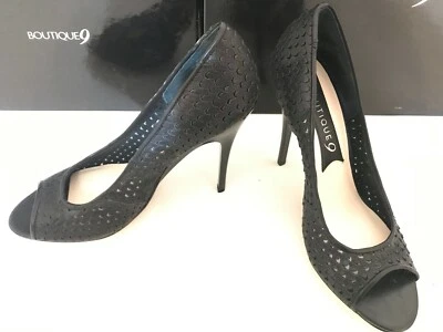 New BOUTIQUE 9 Women's Excite Open Toe Pump, Black, Size 7.5 M - Image 1 of 4