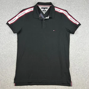 Tommy Hifiger NWT Polo Shirt Men's Size M Black Slim Fit Logo - Picture 1 of 11
