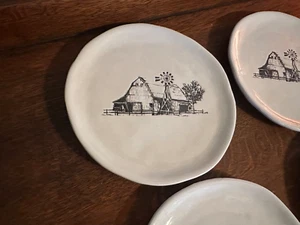 Set Lot of 4 Robert Stanley Plates Rustic Barn & Windmill 8.25” Crazing Lines - Picture 1 of 12