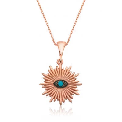925 Sterling Silver Rose Gold Evil Eye Women's Necklace - Image 1 of 2