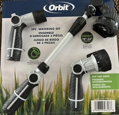 Orbit 3-Piece Watering Set Ensemble, W Extended Reach 19”- 24”, Thumb Control - Image 1 of 3