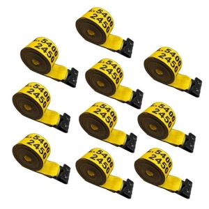 10 PK correas de camión correas de cabrestante 4"x30' con gancho plano para remolque 16200 lb amarillo - Imagen 1 de 5