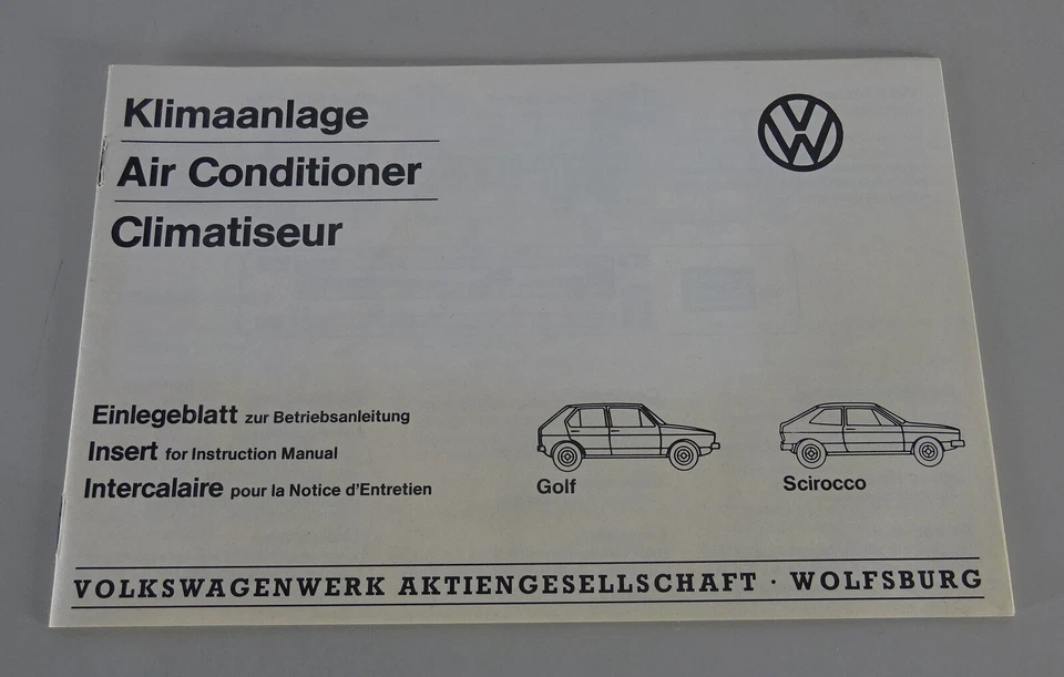 Aditivo - Manual VW Golf 1/ I + Scirocco Aire Acondicionado Stand 10/1977 - Imagen 1 de 1