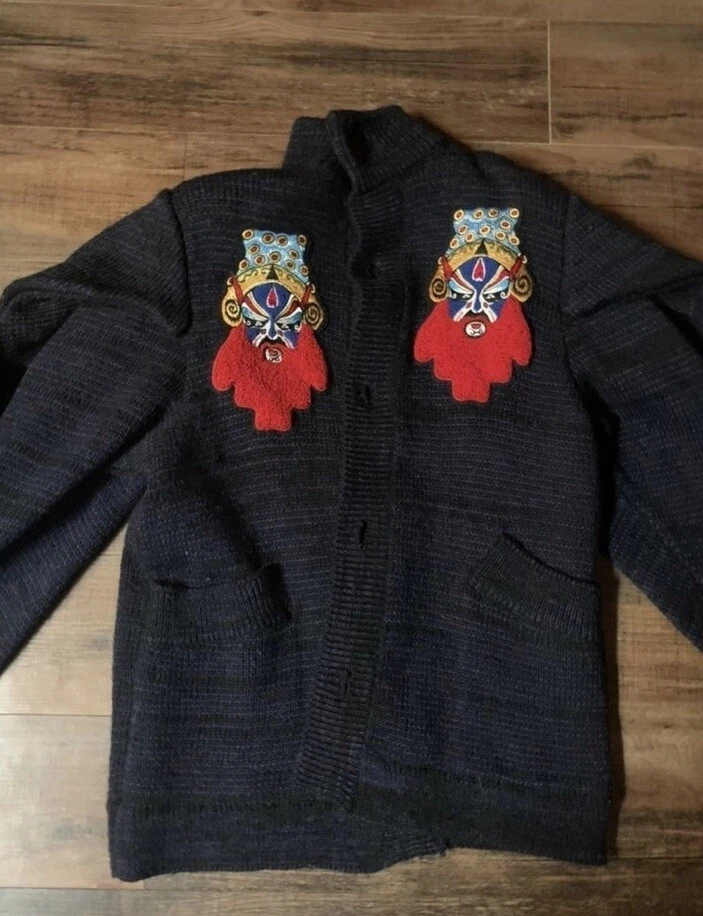 Suéter vintage de lana de ópera china único en su clase con piel de animal  Foto 1 de 4