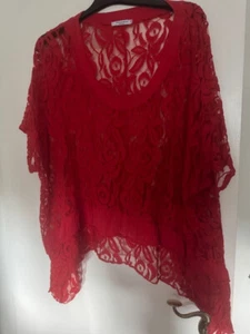 Lagenlook: Spitzen-Überwurf von Moonshine in Rot, XL, 2 XL, 3 XL - Bild 1 von 3