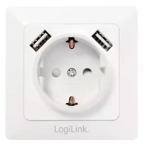 USB Wand Steckdose unterputz Schutzkontakt 2 x 2,1 A USB Ladefunktion LogiLink - Bild 1 von 8