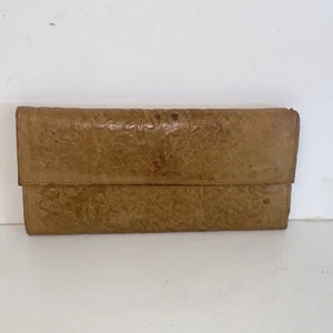 Vintage Geldbörse Leder mit geprägtem Blumenmuster Made in Mongolia - Bild 1 von 15