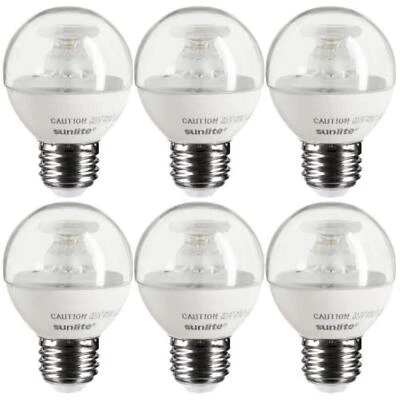 6 Pack Sunlite Dimmable Energy Star E26 Base Warm White LED Globe G16 5W Clear - Image 1 of 4