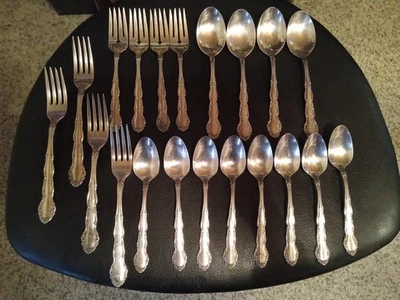 Vntg 1959 FLIRTATION Silverplate Teaspoon Tablespoon Salad & Dinner Forks 20 pcs - Image 1 of 4