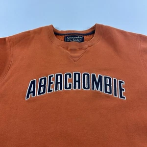 Felpa girocollo vintage Abercrombie & Fitch uomo pullover arancione grande - Foto 1 di 7