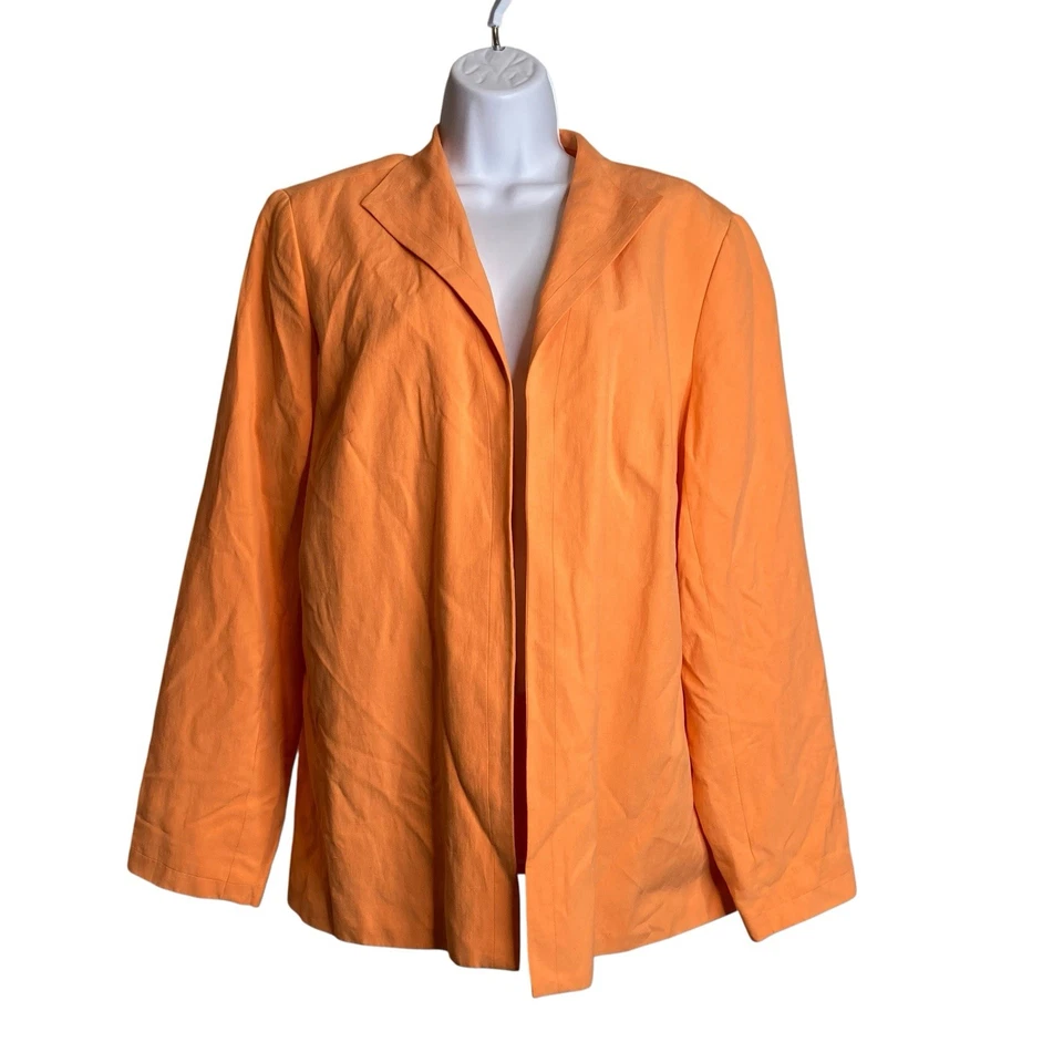 Blazer Coldwater Creek para mujer naranja seda mezcla de lino frente abierto talla 1X costero Foto 1 de 4
