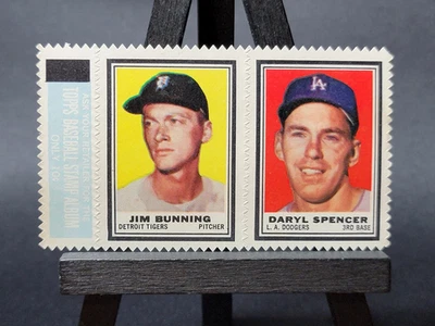 1962 Topps Stamp Baseball Strip Panel - Jim Bunning and Daryl Spencer - Image 1 of 4