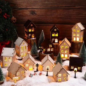 29 Piezas Hágalo Usted Mismo Juegos de Pueblo de Navidad 12 Piezas Casas de Pueblo de Madera Escena de Navidad Figura... - Imagen 1 de 7