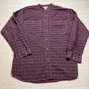 Vintage 90s Gitano Mandarin Collar Plaid Shirt Men’s Medium Band 80s - Picture 1 of 10