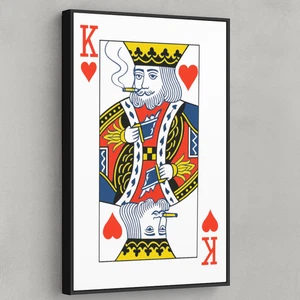 INSPIRELO KÖNIG DER ROTEN HERZEN SPIELKARTEN BESTE QUALITÄT WANDDRUCK POSTER LEINWAND - Bild 1 von 7