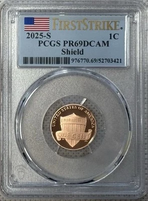 2025 S Lincoln Shield Cent PCGS PF69 DCAM First Strike - San Francisco - Image 1 of 2