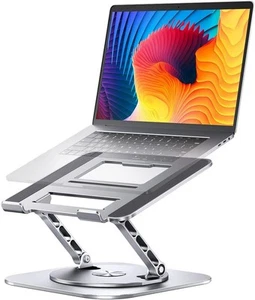 Adjustable Computer Stand with 360 Rotating Base, Ergonimic Foldable B-Silver - Picture 1 of 6