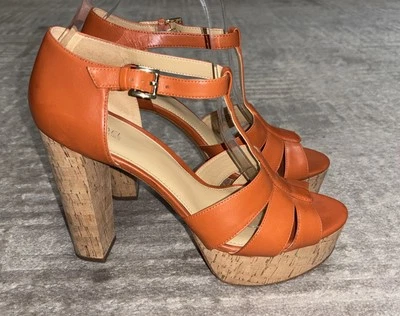 Sandalias MICHAEL Michael Kors Naranja Mercer Corcho Plataforma Cuero Talla 9 M Foto 1 de 4
