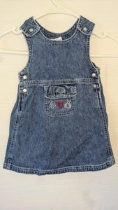 Abito completo vintage Field Gear bambini denim bambina 2T blu jeans ricamato insetti - Foto 1 di 6
