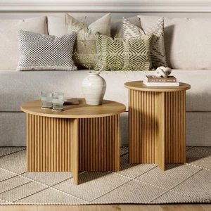 Round Fluted Nesting Coffee Table - 2 Piece Coffee Table Set - Living Room Fu... - Picture 1 of 8
