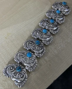Vintage mexikanisches 950 Sterlingsilber TL-105 Damen Armband 7" 72 Gramm - Bild 1 von 4