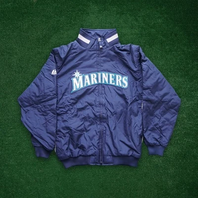 Seattle Mariners MLB Majestic YOUTH Authentic On-Field Therma Base Dugout Jacket - Image 1 of 4