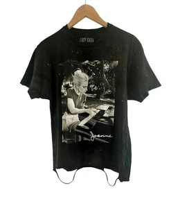 Lady Gaga - "Joanne" - Playing Piano - Black Distressed Cotton T-Shirt Size L - Bild 1 von 7