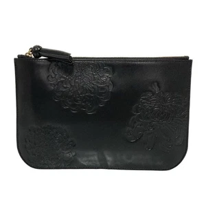 Auth Shanghai Tang - Black Leather Clutch Bag - Picture 1 of 7