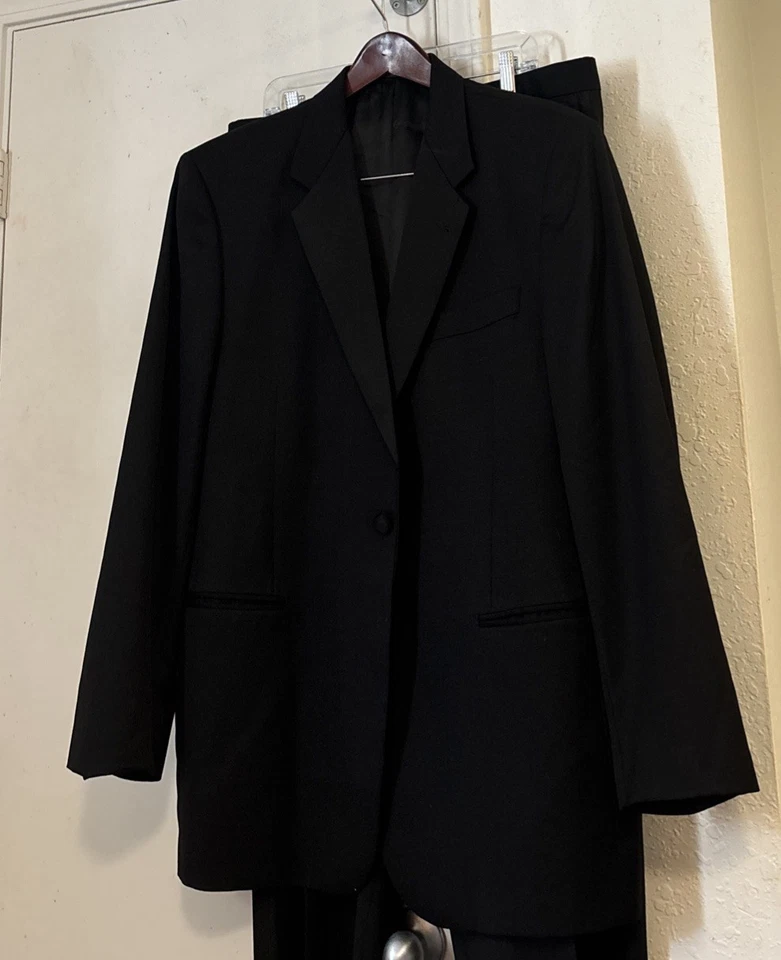 Lubiam Spa One Button Black Loro Piana Tuxedo 44 L Long Italy Made - Image 1 of 4