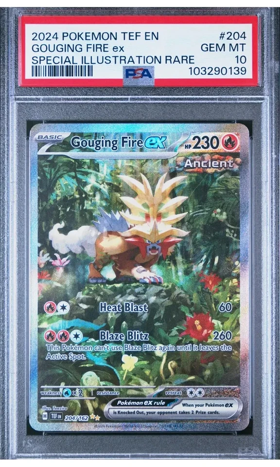 2024 Pokemon Gouging Fire EX 204/162 SV05: Temporal Forces Holo PSA 10 SIR EN - Image 1 of 1
