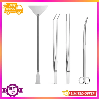 4Pc Aquascaping Kit Long Aquarium Plant Tools Tweezers Scissors Scraper Fish Tan - Image 1 of 4