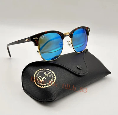 Очки солнцезащитные Ray-Ban Clubmaster RB3016 унисекс синие зеркальные со вспышкой линзы черепаховая оправа - Изображение 1 из 4