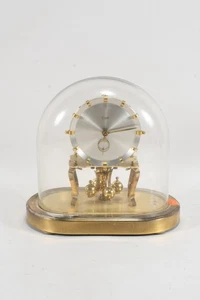 Q43B63- Drehpendeluhr Kundo Messing Tischuhr unter Glassturz - Bild 1 von 12