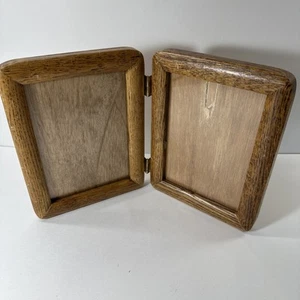 Cornice doppia vintage rovere massello anni 90 5x7 pollici legno incernierato espositore BELLA - Foto 1 di 9