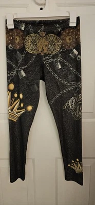 Christian Audigier Velour Crystal Jean Leggings Jegging , Rare Sz M - Image 1 of 4