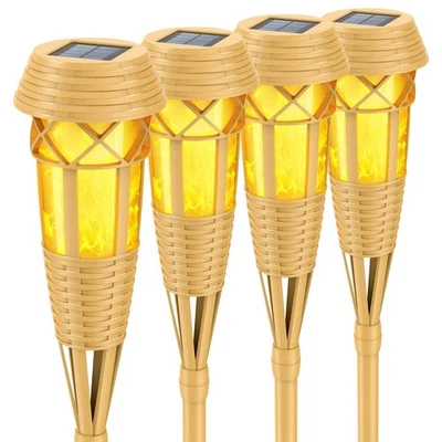 Luces solares exteriores – antorchas con llama parpadeante para decoración de jardín, agua Foto 1 de 4