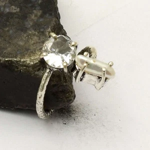 White Topaz Biwa Pearl Gemstone Ring Jewelry Gift For Sis US Size-7.75 AR 17420 - Picture 1 of 1