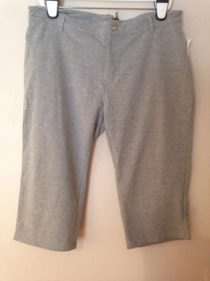 NUEVO CON ETIQUETAS MUJER NANA MODA GRIS ELÁSTICO TIRAR EN CREMALLERA MOSCA ELÁSTICO CAPRI 2XL  Foto 1 de 4