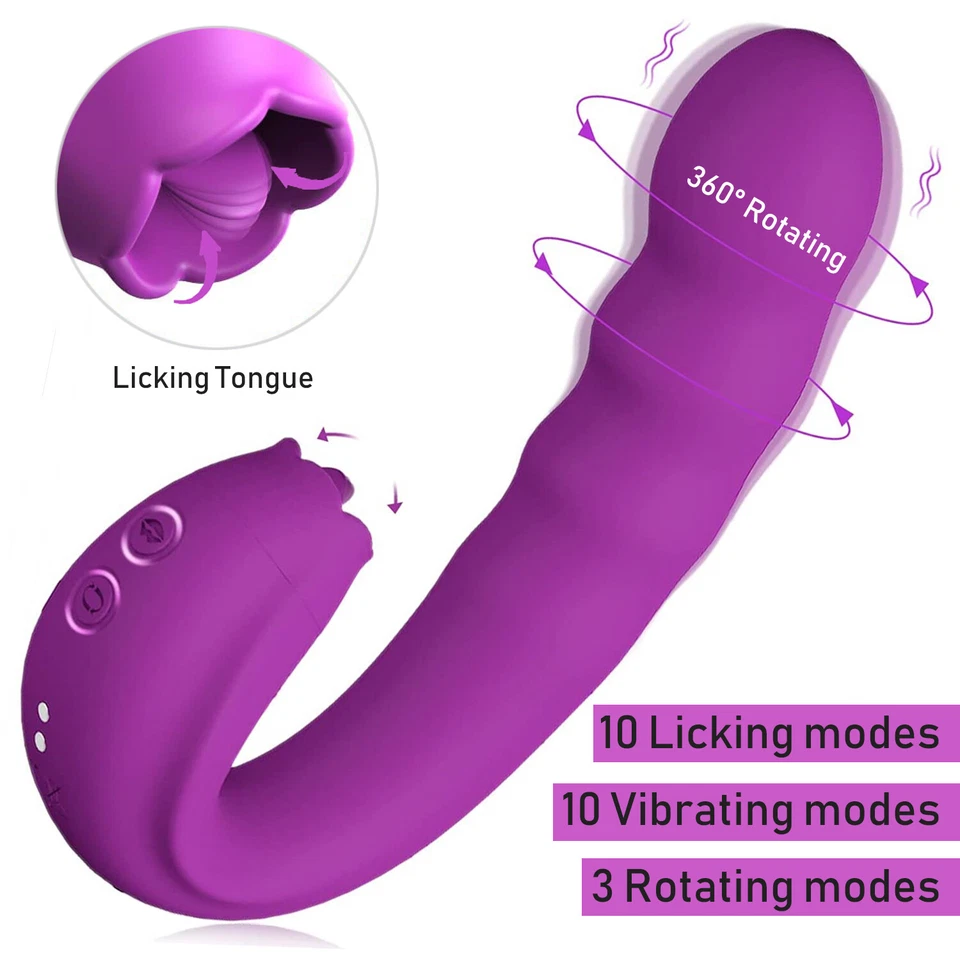 Rotating Head Vibrator Clit Tongue Licking G-Spot Massager Sex Toys for Women - Image 1 of 4